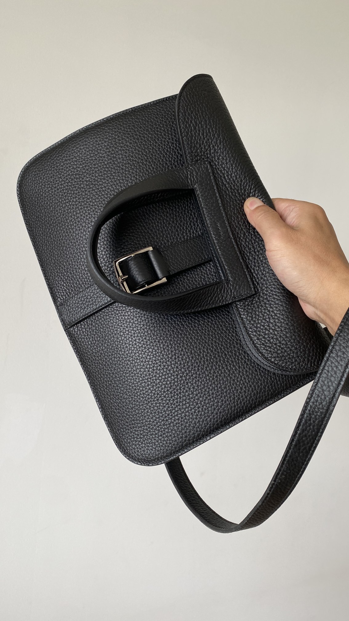 에르메스 투톤 할잔백31 블랙 은장 버클